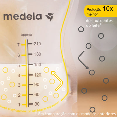 Sacos Para Armazenar Leite Materno Easy Pour Medela - 50 Unidades - Capacidade e Conteúdo da Embalagem